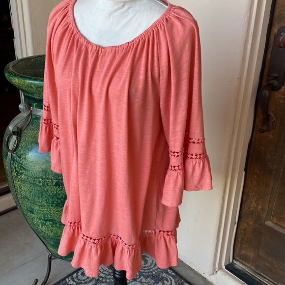 Peasant style pullover top with ruffles size XL - Picture 2 of 6